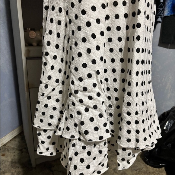 Papillon Blanc Black and White Polka Dot Midi Dress - Picture 3 of 16